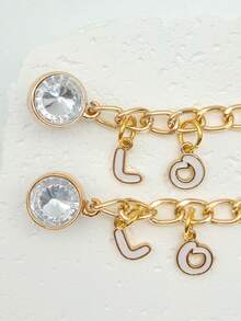 1 Pair LOVE Letter Shoe Chain Charms, Gold Tone Rhinestone Shoe DIY Decorations - Gold - View 4
