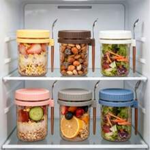 Artcochan 6 Pack Overnight Oats Containers With Lids And Spoons,16 Oz Airtight Glass Mason Jars,Leak Proof Overnight Oats Jars For Yogurt, Salad, Chia Pudding - White - View 1
