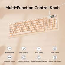 EWEADN V102Air Wired Low-Noise Mechanical Feel Keyboard, Stylish Office Keyboard For Women, Multiple Colors Available, Smart Screen, Ergonomic Design, Perfect For Gifting - View 3