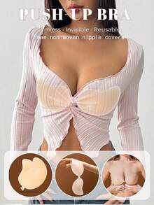 One Strapless, Self-Adhesive Silicone Bra With A Mango Shape, Perfect For Weddings. Includes 30 Nipple Covers. - Multicolor - View 1