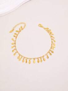 1pc Fashionable Minimalist Retro Adjustable Beach Anklet, Versatile Casual & Work Wear For Women - Yellow Gold - View 11