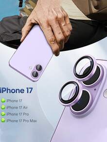 3片裝淡紫色鋼化玻璃相機鏡頭螢幕保護貼，相容 iPhone 12/13/14/15/16/17 Pro Max，高透明度適用 AR 攝影，防霧適合夜拍，9H 耐刮耐衝擊，超薄設計，相容手機殼，裝飾性鏡頭保護，含包裝 - 淡紫色 - 查看 3