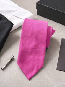 1 pieza Corbata de unicolor para hombre, corbata formal de negocios con rayas diagonales, accesorio, festivo - Rosa Fucsia - Ver 14