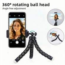 AXNEN Flexible Octopus Tripod, Mini Smartphone And Camera Stand With Sponge Handle, 360° Rotatable Octopus Mount For Photography And Videography, Portable Adjustable Holder With Universal Clip - Black - View 3