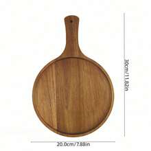 1pc Wooden Pizza Serving Tray With Handle, Natural Wood Pizza Cutting Board, Multi-Functional Baking Tool And Kitchen Accessory, Suitable For Homemade Pizza, Bread, Cheese, Fruit And Vegetables, Perfect Gift For Halloween, Easter, Christmas - View 8