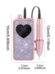 Portable Rechargeable Nail Drill Machine Set 45000 RPM Heart Rhinestone Display Electric Nail File With Multiple Nail Bits Sanding Bands For DIY Salon Manicure - Multicolor - View 5