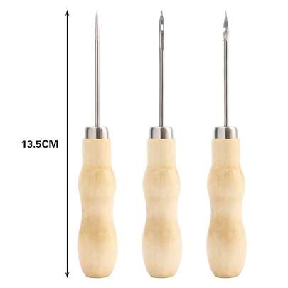 Bộ 3 dụng cụ đục nến DIY lỗ tròn hình côn, khoan tay móc len, khuôn silicone, dụng cụ hỗ trợ đục nến bằng gỗ nhỏ tiện dụng