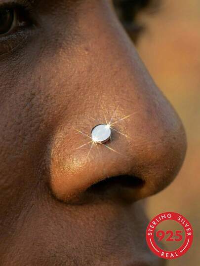 lunastudio 1pc Elegant 925 Sterling Silver Screw Head Nose Stud Suitable For Women's Daily Wear