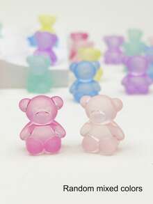 20pcs Colorful Transparent Frosted Cute Rabbit Beads, Random Mixed Colors, DIY Jewelry Making And Decoration Beads Accessories, Suitable For Necklace, Bracelet, Earring, Keychain, Phone Chain - Bear Beads - View 5