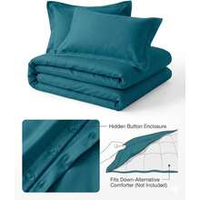 Silky Soft Viscose From Bamboo King/California 3PC Duvet Cover Set, Teal, Cool And Breathable Comforter Covers Variant 1 - Teal - View 2