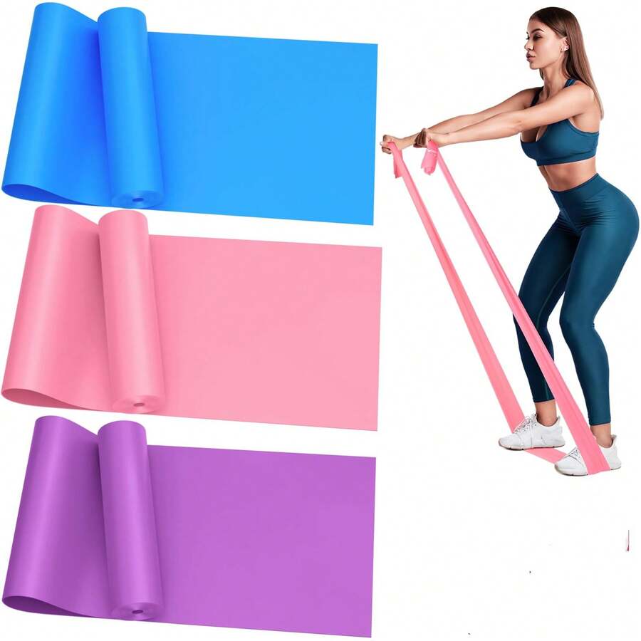 1 buah Pita Resistensi Warna Pink/Biru/Ungu, Pita Latihan Elastis, Cocok Untuk Olahraga, Yoga, Pilates, Latihan Kekuatan - MultiWarna - View 1