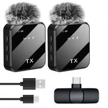 Wireless Lavalier Microphone, Rechargeable, Plug And Play, Wireless Microphone Compatible With IPhone And Android Phones, Plug And Play, Lavalier Microphone For Video Recording, Teaching, Vlogging (230mAh/300mAh 3.7V Rechargeable Lithium Battery, Random Batch Shipment) - Black - View 22