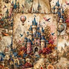 24pcs 6*6 Inch Vintage Magic Fairy Tale Castle Theme Scrapbook/Journal Paper, Suitable For Collage, Origami And Journaling Materials, DIY Paper, Handmade Scrapbook, Bullet Journal, Greeting Cards, Gift Wrapping - Square - View 3