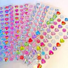 Multi-Color Gem Stickers - Heart-Shaped 3D Shiny Self-Adhesive Decorative Stickers, Suitable For Handmade Crafts, DIY Diamond Stickers, Phone, Laptop, Tablet Decoration, Birthday Gift Handmade Materials, Multi-Color Mixed, 3D Effect, Glossy Surface, Handmade, Scrapbook DIY Creative Stickers - Multicolor - View 6