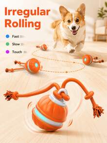 Interactive Dog Ball Toy With Rope, Auto-Rolling And Motion-Sensing Pet Toy, Touch-Sensitive Smart Ball, Suitable For Small And Medium Dogs, USB-C Rechargeable Indoor Puppy Toy, Boredom-Relieving Exercise Toy - Multicolor - View 9