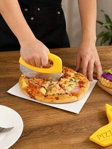 1pc Stainless Steel Pizza Slicer With Lid And Guard - Multi-Functional Vegetable Salad Chopper, Multi-Functional Baking Tool - Multicolor - View 7