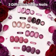 Beetles 23PCS 20 Colors 7.5ML Purple Gel Nail Polish Set, Base Coat, Glossy & Matte Top Coat, Purple, Mauve, Burgundy, Red, Pink, Nude, Glitter & Cat Eye UV LED Soak Off Gel Polish - 23 pcs 20 Colors Pink Nude Glitter Cat Eye - 查看 5