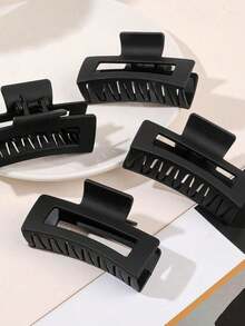 1/2/4Pcs Black Square Frosted Claw Clips, Premium Hair Claw Hair Accessories For Women's Back Of Head - Black - View 2