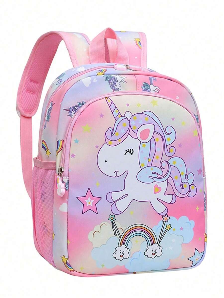 1pc Cartoon Unicorn Nylon Zipper Closure Cute Backpack Suitable For Daily Use