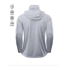 Conjunto de Sudadera con Capucha de Protección Solar para Hombre, Sudadera de Pesca con Máscara, Chaqueta de Pesca Casual Transpirable, Ropa Deportiva de Secado Rápido con Cubre Rostro, Equi - Negro - Ver 5