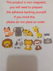 5/10pcs Animal Refrigerator Magnets, Creative Refrigerator Magnets, Fridge Decor, Fridge Stickers Including Elephant, Tiger, Lion, Monkey, Giraffe And Other Forest Animals Diy Decals, Kitchen Decorations (Adhesive-Backed Design, Non-Magnetic) - Multiple Styles - View 3