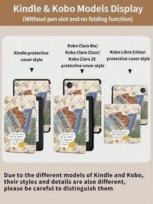 Kingsung 貓咪書本花卉圖案保護殼,相容於 Kindle 第10代 2019、Kindle 第11代 2024、Kindle Paperwhite 第12代 2024、Kindle Colorsoft Signature Edition、Clara Colour 2024 (6吋) 與 Libra Colour 2024 (7吋) 等其他機型,支援自動喚醒/睡眠,四角防摔,無需擔心掉落 - 彩色 - 查看 8