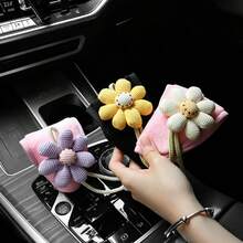 Cute Knitted Flower Car Interior Gear Shift Cover, Soft Plush Car Gear Lever Protector, All-Season Universal, Women's And Girls' Car Interior Decoration Accessory - Multicolor - View 7