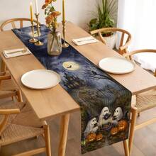 Halloween Horror Ghost Pumpkin Castle Table Runner Holiday Party Decor Reusable Farmhouse Kitchen Dining Table Runner Halloween Decorations - Multicolor - View 4