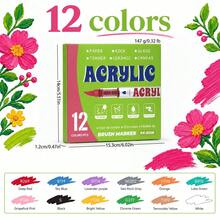 Juego de rotuladores acrílicos, bolígrafos de pintura acrílica de colores ricos, adecuados para principiantes y creadores profesionales, se pueden usar en papel, lienzo, piedra, regalos DIY hechos a mano por estudiantes, disponible en 12/24/36/48/63/72/84/120 piezas - Conjuntos - Ver 13