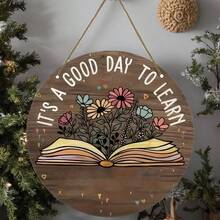 1pc 2D Flat Vintage Style Wooden Decorative Sign And Plaque - Wall Hanging School Theme Multi-Purpose - "Today Is A Great Day To Learn" Teacher's Sign, Back To School, Classroom Door, Office Decor - A - View 2