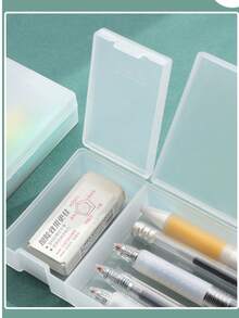 1pc Solid Pencil Case, Back To School, Pencil Bag, Backpack School Supplies - Rectangle - View 8