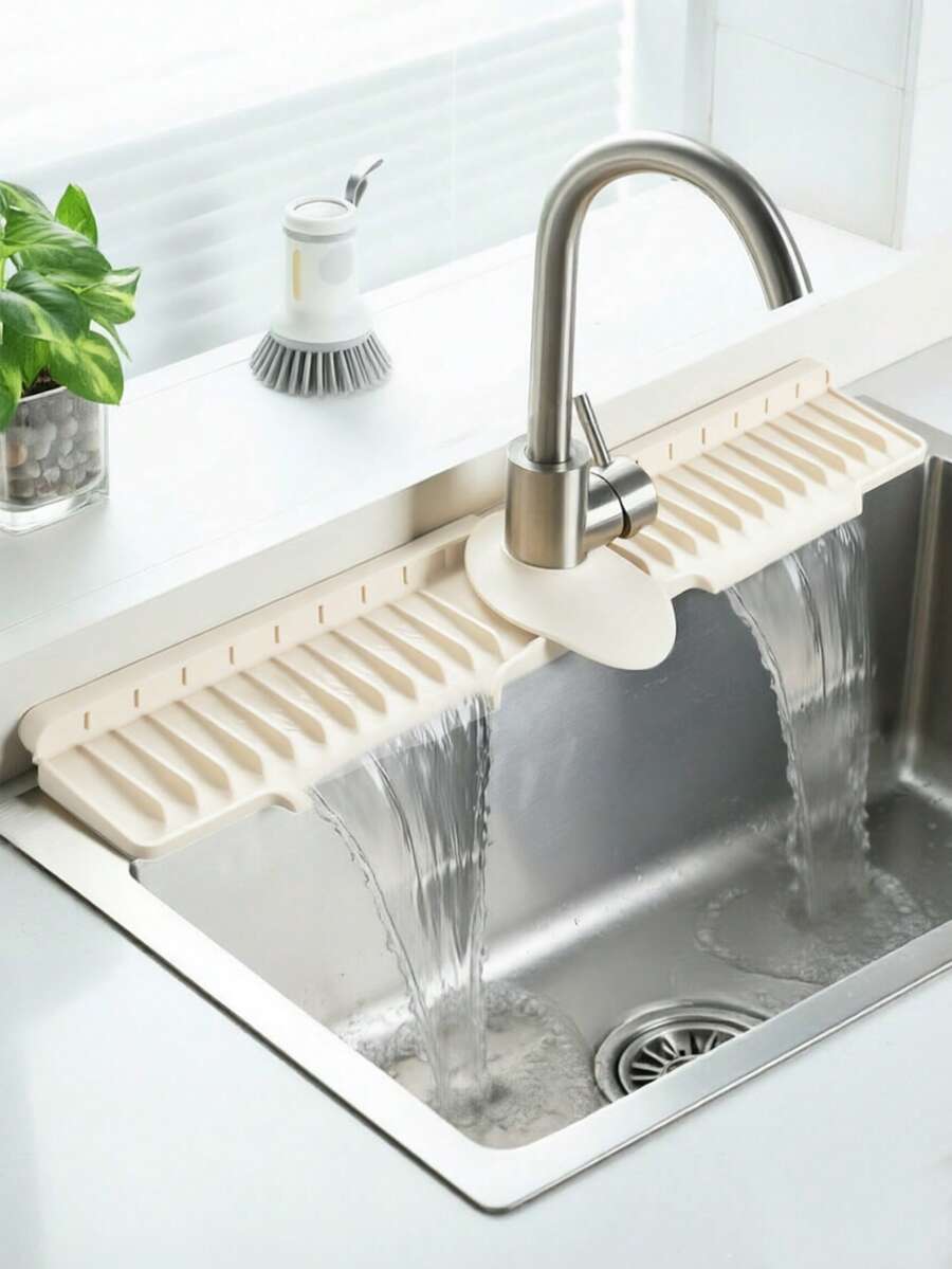 Cuttable Folded Edge Water-Resistant Mat, Suitable For Faucet Splash Guard - A Non-Slip Drainage Mat, Suitable For Sink, Quick Drying, Protects Bathroom And Kitchen Sink. Easy To Clean Surface, Suitable For Single Hole Faucet, Suitable For Kitchen And Bathroom Vanity - View 1