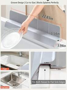 Silicone Sink Splash Guard With Suction Cups, Water Flow Diverter For Sink Edge And Under Faucet, Kitchen Countertop Anti-Slip Drip Guard - Multicolor - View 6