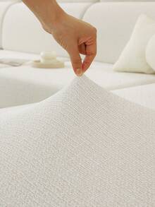 1pc Solid Color Elastic Jacquard Sofa Cushion Cover, L-Shaped Sectional Sofa Cover, Independent Sofa Back Cushion Cover, Dirt-Resistant & Non-Slip & Easy To Wash, Suitable For Living Room Decor, Furniture Protection Cover, Multiple Size Options - Pearl White - View 8