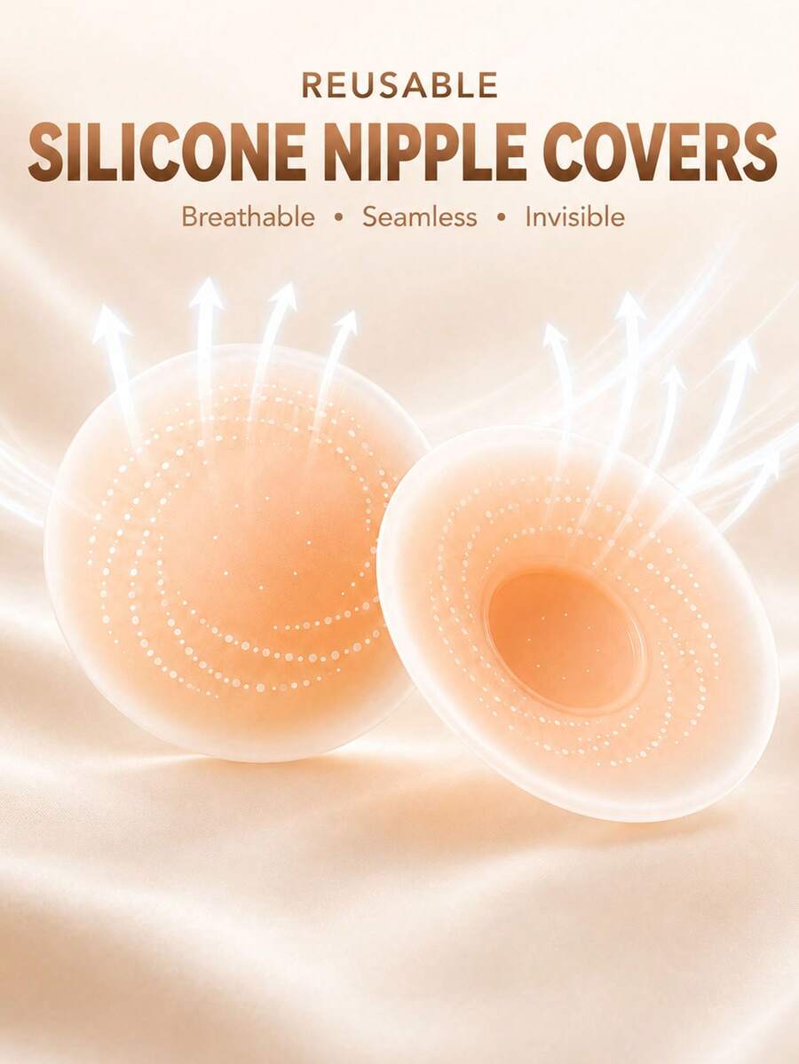 Breathable Waterproof Adhesive Nipple Covers, Reusable Invisible Ultra-Thin Breast Petals, Seamless Concealing Breast Pads, Suitable For Backless Strapless Dresses - Multicolor - View 1
