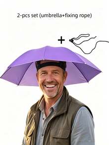 Hands-Free Wearable Umbrella Hat With Fixing Rope, Multi-Functional Elastic Headband Design, Foldable And Portable Sun Shade Hat For Fishing, Gardening, Hiking, Daily Outings, Outdoor Travel, Beach Foraging, Hands-Free Sun Protection - Multicolor - View 9