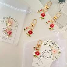 30pcs/10sets-18pcs/6sets Exquisite Red Rose Keychain Set - Suitable For Bag Decoration, Key Pendant, Wedding Bridesmaid Gift, Birthday, Graduation, Back To School, Christmas, Thanksgiving Gift And Holiday Party Gift - View 4