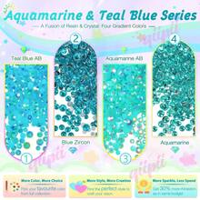12-Grid Transparent Blue Resin Flat-Bottom Rhinestone Box, Handmade Craft Supplies With Textured Faceted Sparkle, Suitable For Jewelry Assembly, Home Decor, Cup Customization, Photo Frame DIY, Hair Accessory Matching, Resin Crafts And Various Creative DIY Projects - Multicolor - View 2