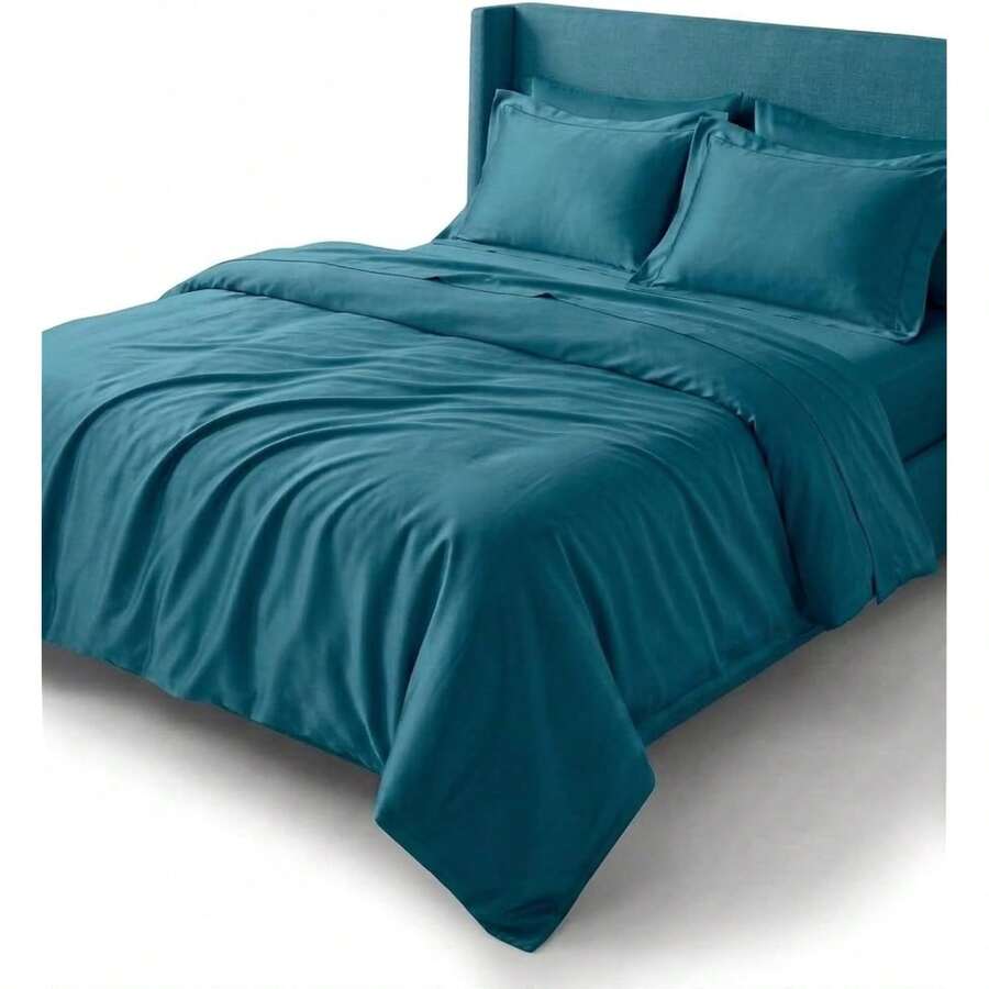 Silky Soft Viscose From Bamboo King/California 3PC Duvet Cover Set, Teal, Cool And Breathable Comforter Covers Variant 1 - Teal - View 1