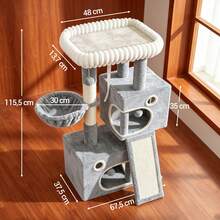 HaluPeit 116cm Household Cat Climbing Frame, Spacious And Stable Load-Bearing, Equipped With Soft Resting Platform, Closed Cat Hole, Dedicated Cat Scratching Board, Suitable For Indoor Use - Light Grey - View 5