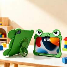 Lolla 1pc Cute Frog Silicone Protective Case Compatible With Ipad 7/8/9 Tablet Shell 2022 Apple Air 5/4/3 9th Gen 10.2 Pro 11 Full Coverage 2025 New Air 6/A7/8/9/11/() Pad SE 11 Inch/ Matepad SE 11 Inch - Green - View 4