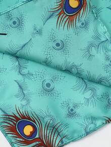 1pc Women's Faux Silk Printed Robe Shawl With Small Scarf Set, Decorative Outerwear For Beach, Sun Protection, Windproof, Daily Wear - Multicolor - View 2