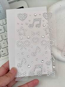 Back To School 3pcs Pearl Rhinestone Stickers Heart Music Note Star Self-Adhesive Crystal Gem Stickers Aesthetic Pastel Decals For Goo Card Journal Scrapbook Phone Case Photo Frame DIY Crafts Makeup Nail Decor Party Supplies Heart Stickers - Multicolor - View 16