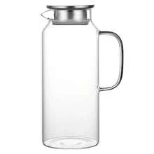 1件 2L/68oz 方形玻璃水壺附蓋與手把，適用冰箱、冰茶與咖啡壺飲料分裝，耐熱硼矽玻璃，適用熱飲、冷飲與牛奶壺 - 彩色 - 查看 2