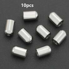 10pcs Stainless Steel Rope End Caps DIY Handmade Bracelet End Accessories Approx. 3mm/4mm/5.5mm Hollow Hole Leather Rope Braided Rope End Stoppers Suitable For DIY Bracelets Necklaces Phone Chains Wire End Fixing Buckles Jewelry Connector Parts Rope And Shoe Accessories Materials DIY Jewelry Making Rope End Accessories - Round Head Bucket Buckle - View 15