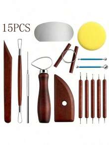 21 Piece Rosewood Pottery Tools Set, Clay Sculpture Carving Detailing Needles, Dotting Pen, Pottery Forming Tools - Clay Tools Mahogany - View 21