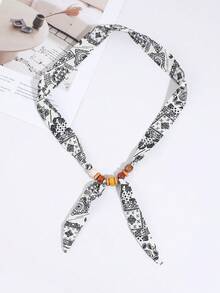 1 pezzo Sciarpa lunga in seta con perline alla moda da donna, nastro per legare borse, fascia per capelli, accessorio regalo, sciarpa di qualità premium, accessorio per capelli, adatto per uscite casual quotidiane - Multicolore - Visualizzare 16
