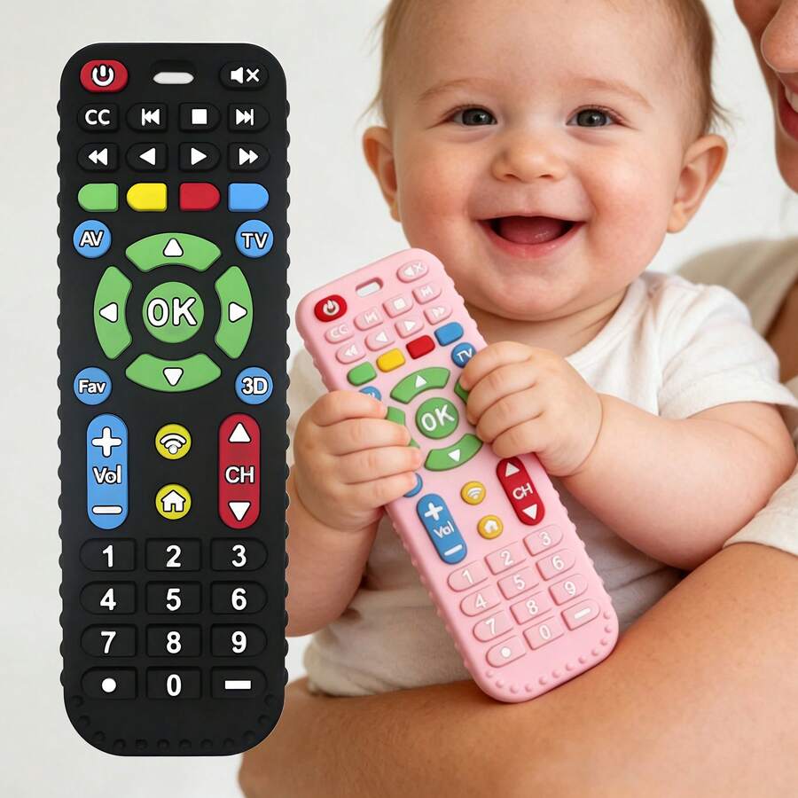 1pc Realistic Silicone Remote Control Shaped Baby Teether Toy, Non-Electric, Soft Silicone Material, Suitable For Boys And Girls Holiday Gift