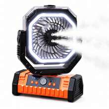 20000 MAh Battery Powered Portable Camping Fan Outdoor Large Capacity Long Battery Life Cooling Household Electric Fan Hight Power Bank USB Rechargeable Emergency Light Desk Fan With Remote & Hook, Ideal For Travel Tent Hurricane Power Outage - 20000 mAh Orange - 查看 6