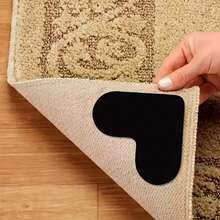 2/4/6/8/10/14Pcs Heart-Shaped Non-Slip Rug Pads, Strong Adhesive Floor Mats, Universal For Tile And Wood Floors, Home Anti-Slip Protection Pads - Black - View 4